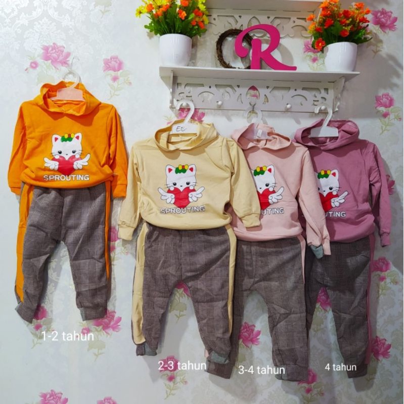 OA502 (2-4tahun)Setelan Sweater hoodie Anak Import premium zara