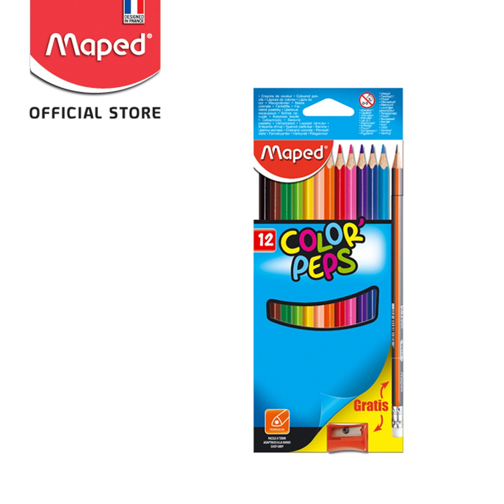 Maped Pensil Warna ColorPeps 12 warna FREE Pencil dan Sharpener kemasan