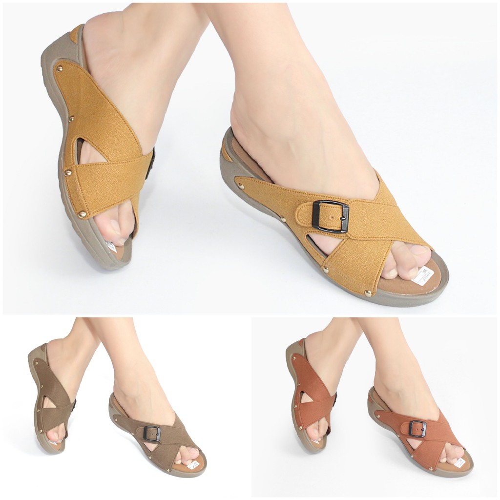 Sandal Wedges Wanita Slop / Selop Sendal Casual Murah FD02