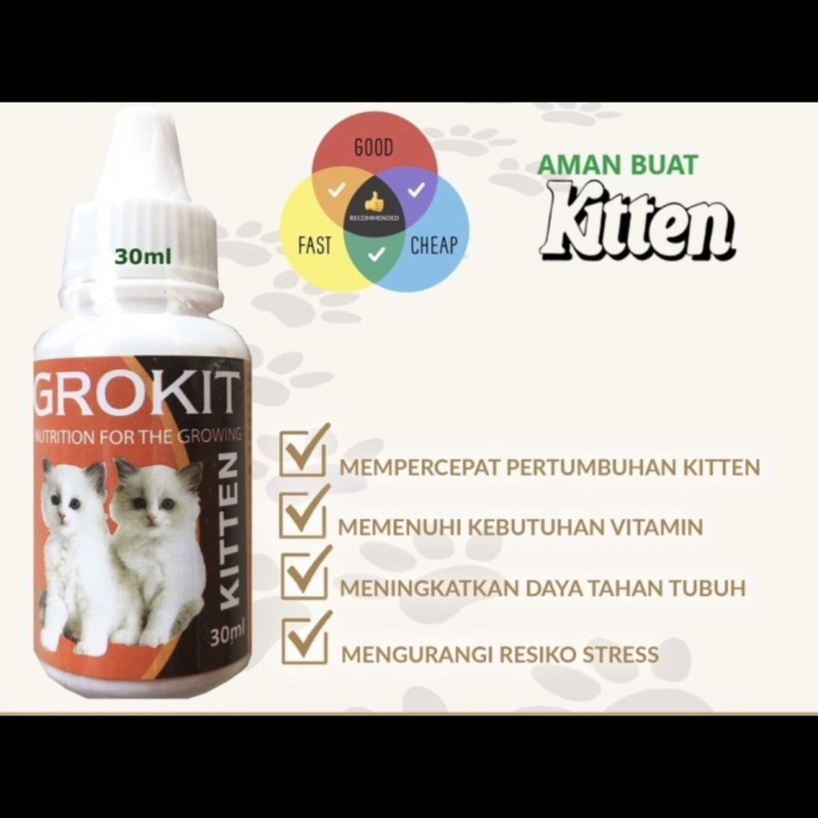 VITAMIN UNTUK PERTUMBUHAN ANAK KUCING - GROKIT 30 ML - VITAMIN KUCING