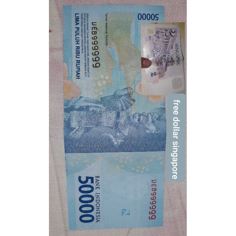 uang seri cantik solid 9 no seri UEB999999