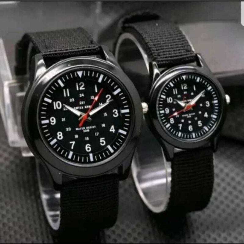 ✅COD Jam Tangan Couple Pria Wanita Sport Kanvas SWAR Jam Tangan Sport Tali Kanvas Cowo Cewe Casual J