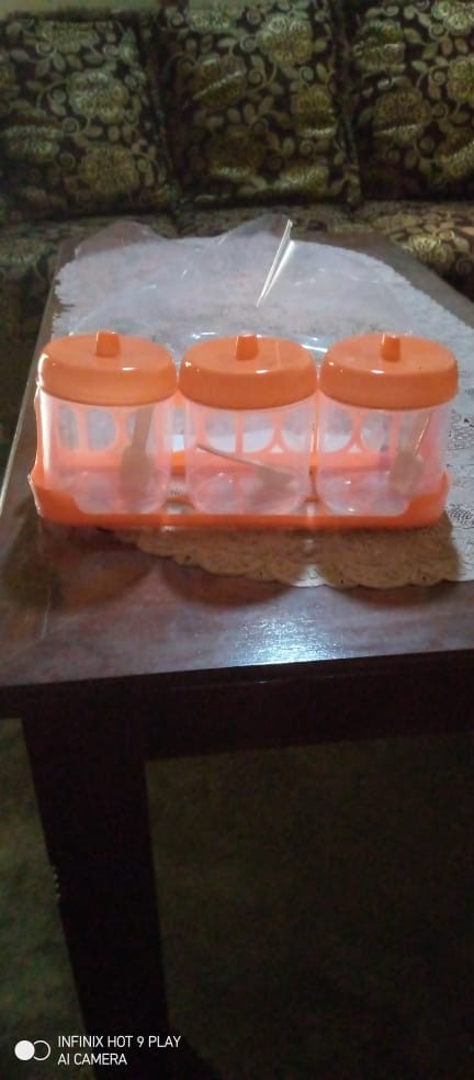 Tempat Bumbu Isi 3 Plus Tatakan Toples Bonita Kitchen Set Tabung Transparant Penyimpanan  800gr