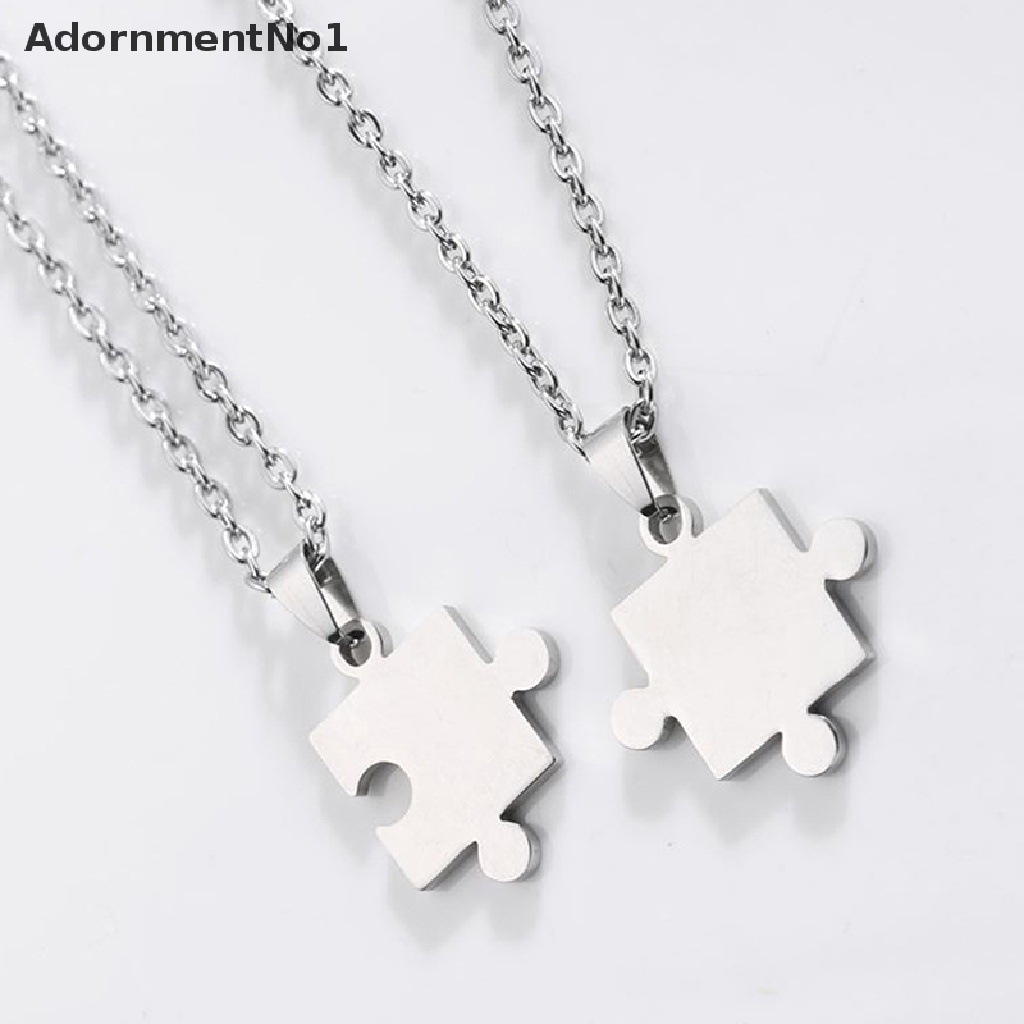 (AdornmentNo1) 1 Pasang Kalung Rantai Dengan Liontin Puzzle Untuk Pria / Wanita