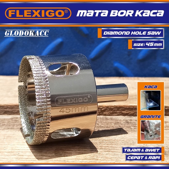 Mata Bor Kaca &amp; Granite uk. 45 mm Original Flexigo Diamond Hole Saw