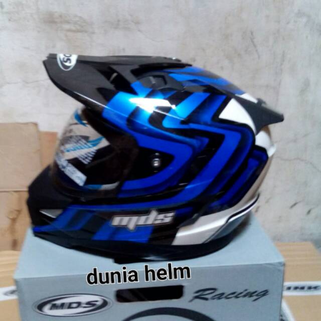 Helm mds super pro#1 white black blue double visor