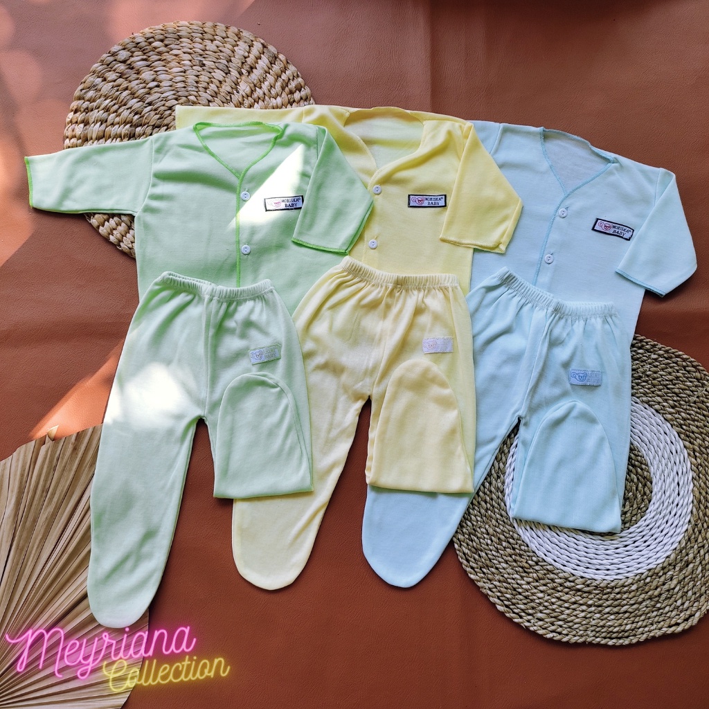 3 Setel Baju Bayi Newborn Lengan Panjang Dan Celana Panjang Tertutup Meyriana Colleciton