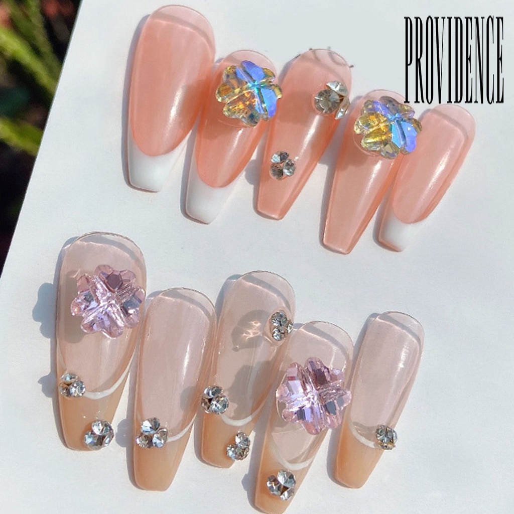 Providence 10Pcs / Set Hiasan Kuku Motif Daun Clover Aksen Kilau Untuk Nail Art / Manicure / Salon