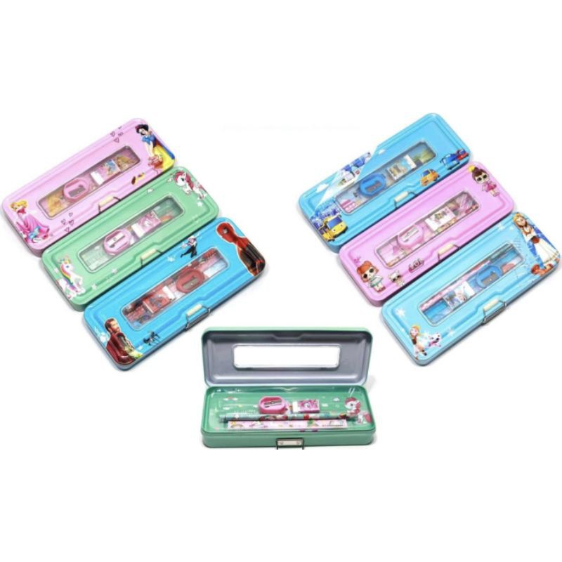 

kotak pensil KALENG KLEP ada ISI/pencil case