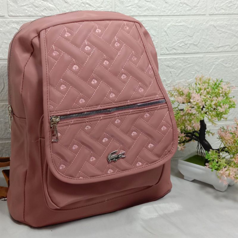 Ransel Fashion Wanita NiLon bordir-A.Pink