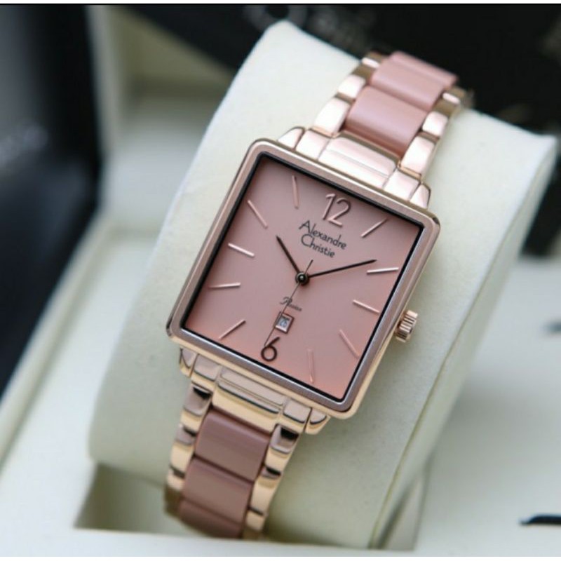 ORIGINAL JAM TANGAN WANITA ALEXANDRE CHRISTIE CEWEK ROSEGOLD PEACH RANTAI ALEXANDER CRISTIE AC 2917