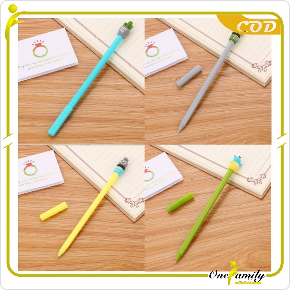ONE-A16 Pulpen Gel Karakter Kaktus / Pena Kaktus / Bolpen Gel / Pulpen Lucu Unik Bentuk Pot Kaktus-7