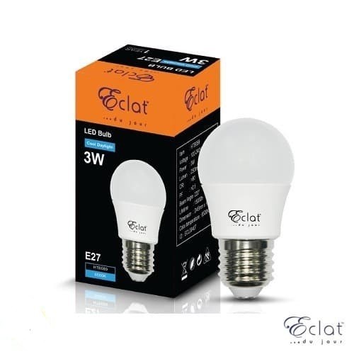 Lampu Bohlam Led bulb eclat 3 watt 3W Putih CDL / kuning warmwhite - Putih