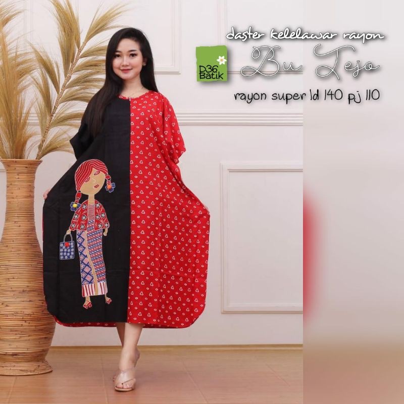 Daster Bu Tejo Batik Homedress Kelelawar Baju Tidur Rayon Pastel Baju Tidur Kartun Jumbo Santai Home