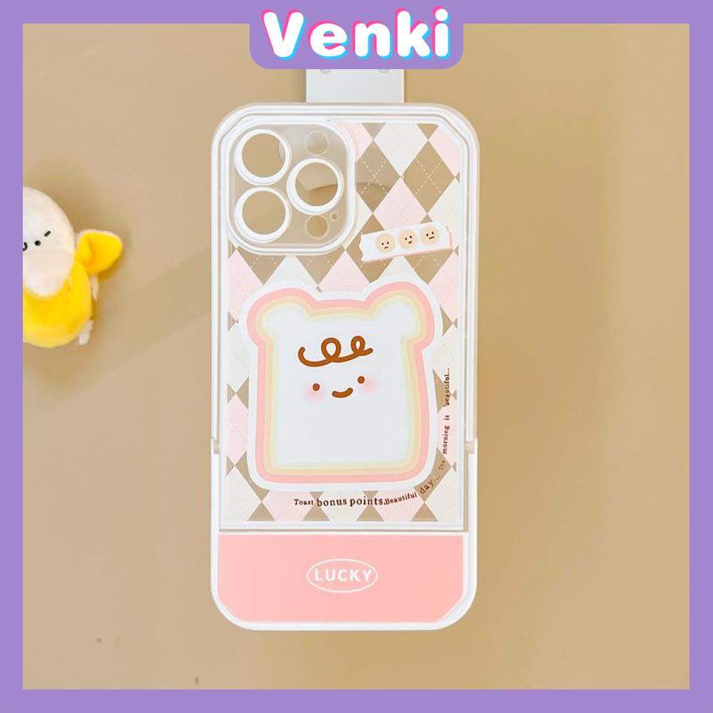 iPhone Case Acrylic Invisible Folding Stand Silicone Soft Case Airbag Shockproof Cover Camera Toast Cartoon Cute Compatible For iPhone 11 Pro Max 13 Pro Max 12 Pro Max 7Plus xr XS Max