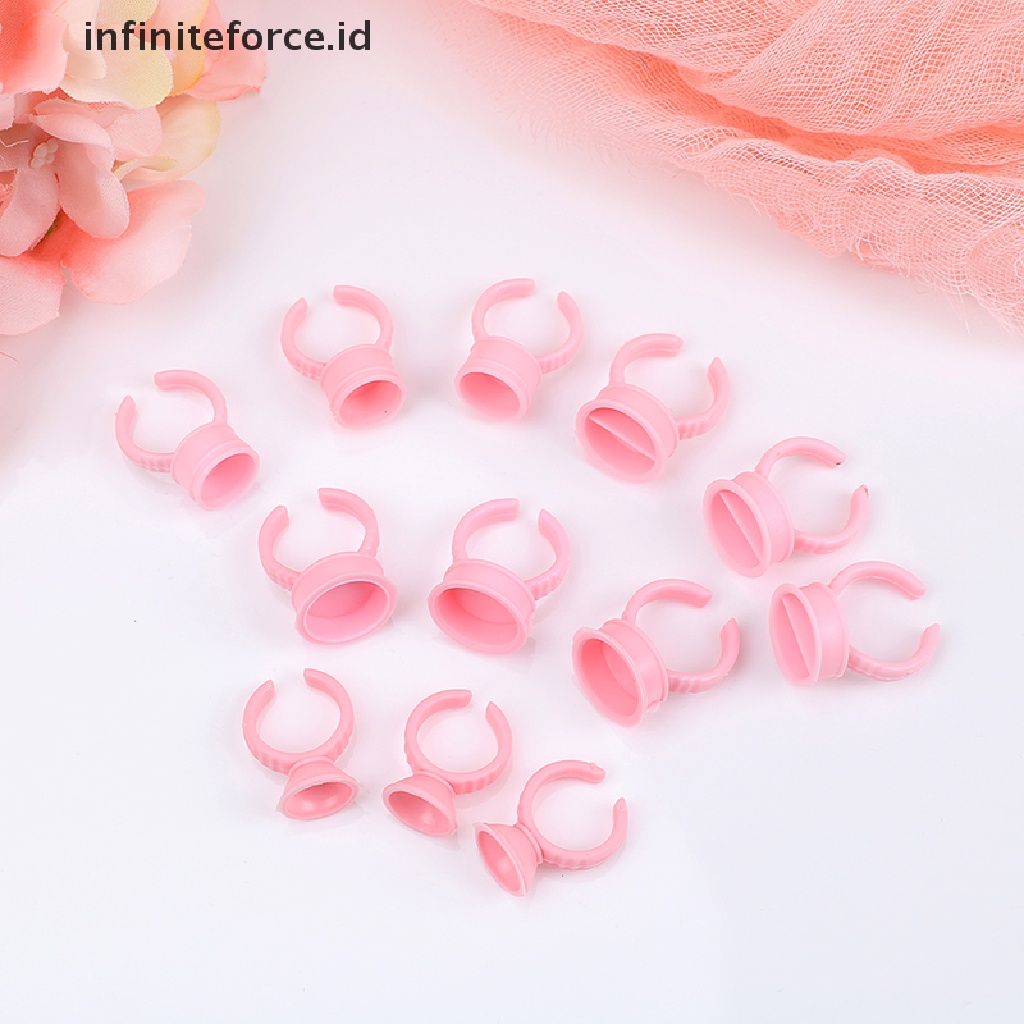 (infiniteforce.id) 100pcs / Set Cincin cup holder Tinta tattoo Permanen Sekali Pakai Untuk makeup / Kosmetik