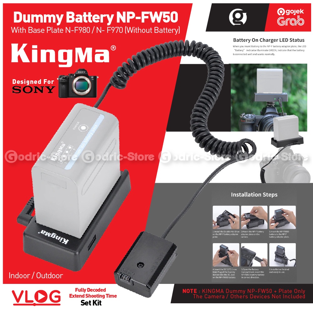 KingMa TC-NP-FW50 Dummy Battery Adaptor NP-FW50 Battery Replacement With Type-C PD/QC Spring Power Adapter Cable For Son | Welcome To The Largest Lighting Studio Equipment Store In Malaysia - View #6
