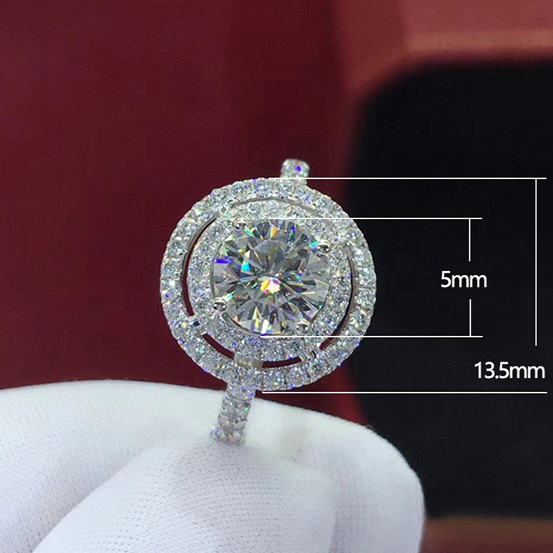 Fancyqube Cincin Cubic Zirconia Bentuk Bulat Gaya Modern Untuk Wanita