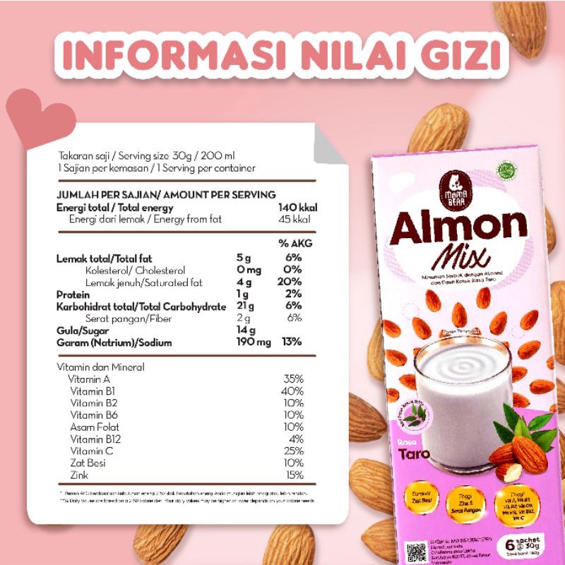 (MAMA BEAR) Almond Mix Rasa Taro Pelancar ASI / ASI Booster / Pelancar ASI MamaBear/ Terlaris~