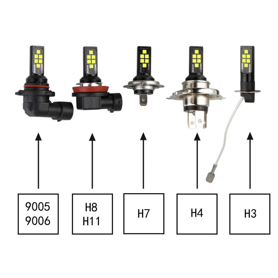 2pcs Bola Lampu Led H1 H3 H4 H7 H11 H8 Super Terang 3030smd 9005 9006 Dc12V Warna Putih Untuk Foglamp/Drl Mobil