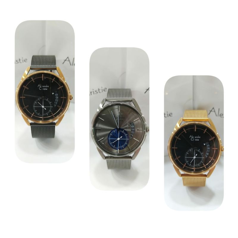 Jam Tangan Pria Alexandre Christie 8548 AC8548 AC 8548 Tali Besi Pasir