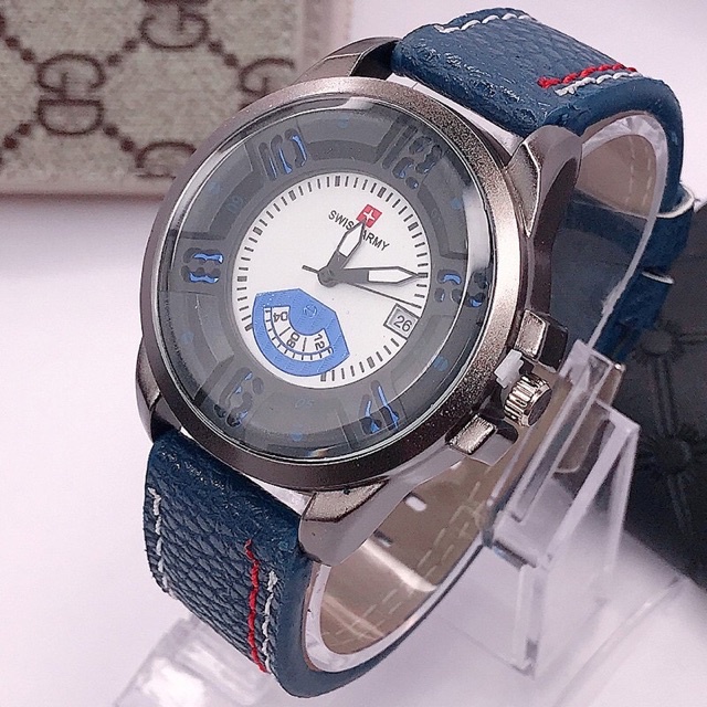 JAM TANGAN PRIA KULIT ADA TANGGAL KALENDER CASUAL  FASHION KOREA FASHION WATCH PRIA M33