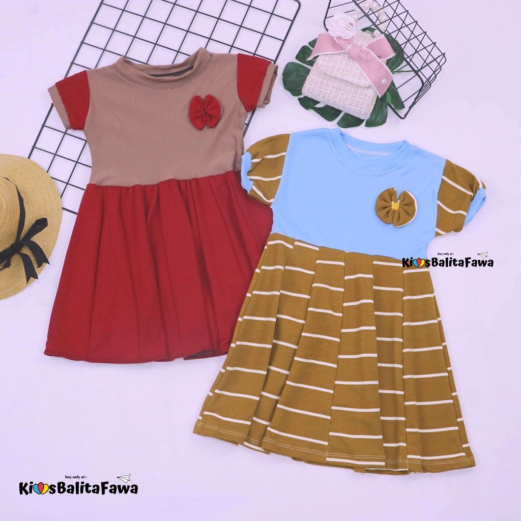 Dress Karin uk 4-5 Tahun / Baju Anak Perempuan Dres Lengan Murah Gaun Pesta Import Motif Grosir