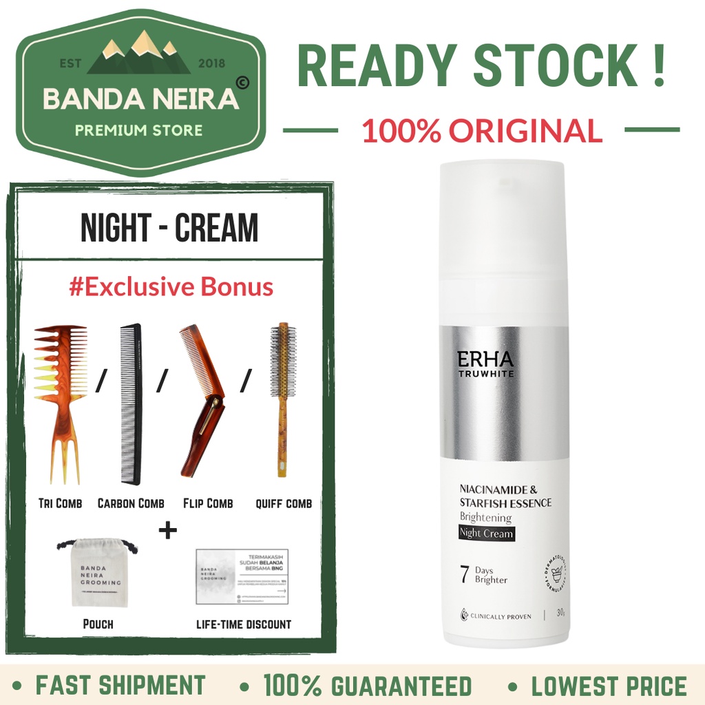 ERHA TRUWHITE Brightening Night Cream / Krim Malam / Pencerah Kulit