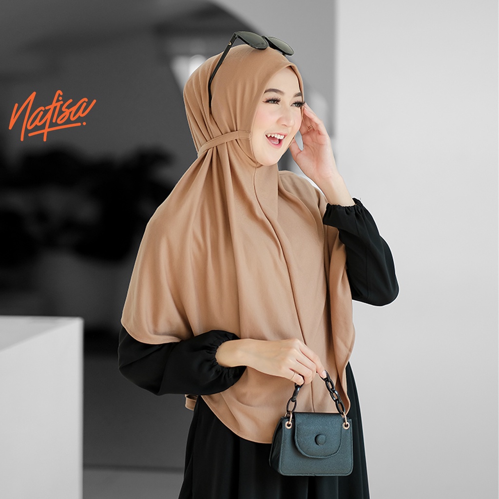 Jilbab Instan Tali Samping Nafisa AT HOME PREMIUM | Hijab Instan Kaos Kerudung Polos Tanpa Bergo