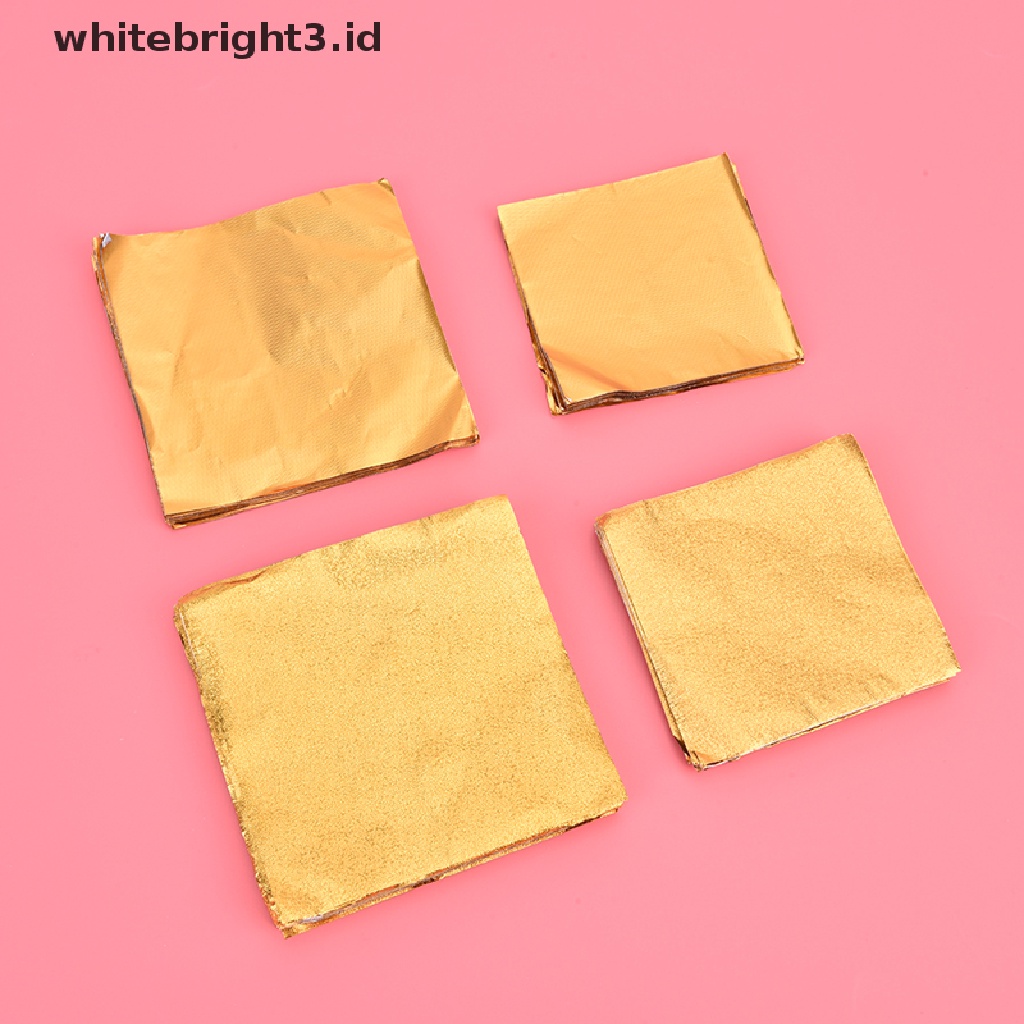 {whitebright3.id} 100Pcs/Pack Golden Aluminum Foil Candy Chocolate Cookie Wrapping Tin Paper Party ,