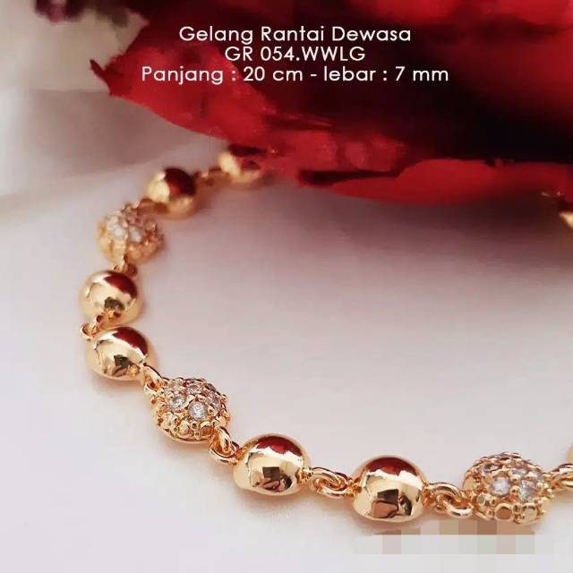 Xuping-gelang tangan dewasa asli berlapis emas 24k motif bola kecil mata gold