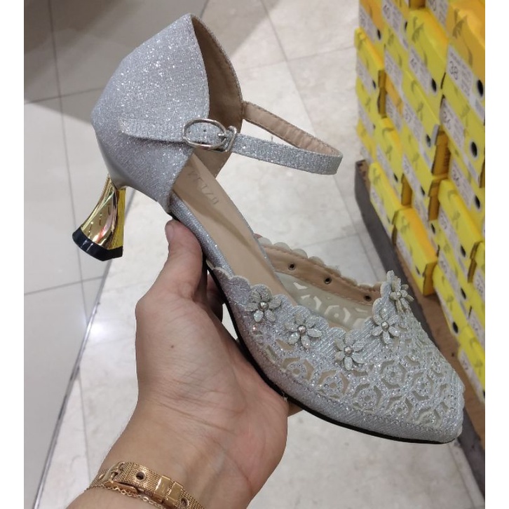 Sepatu Sandal Wanita Pesta Blink" Mewah hak kotak pendek 5cm Peter Keiza