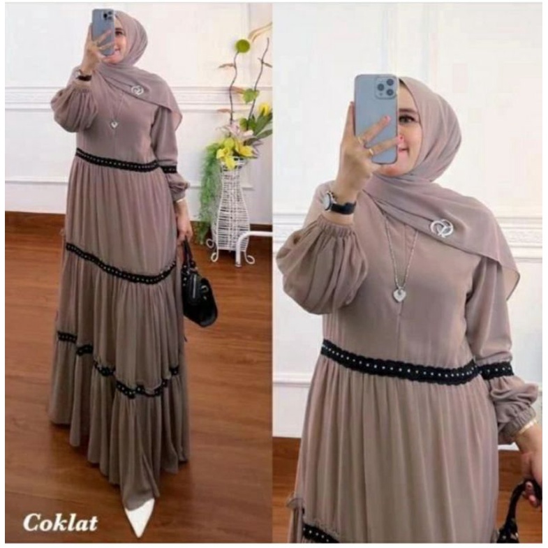 Gamis Malaysia Terbaru // Gamis Melayu Terbaru Aplikasi Renda Bahan Ceruti