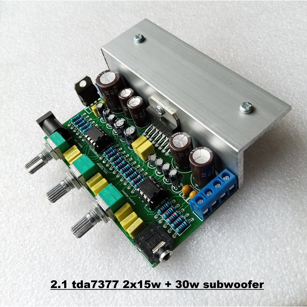 Modul 2.1 TDA7377 Power Amplifier 2x 15W Plus 2x JRC4558 Filter Subwoofer 30w