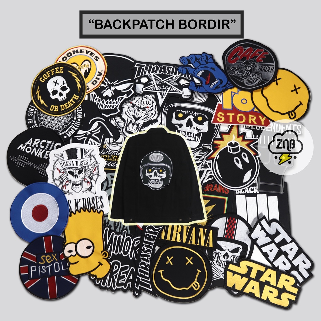 ZINBONS BACKPATCH BORDIR TEMPELAN JAKET PATCH MUSIK PATCH MOTOR PATCH CAFE RACER EMBLEM BORDIR