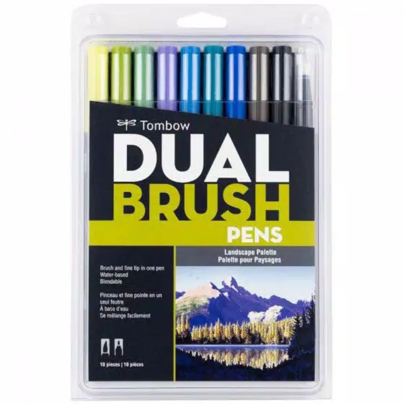 

Tombow Dual Brush Pen Set 10 Colors With Blender Marker Spidol