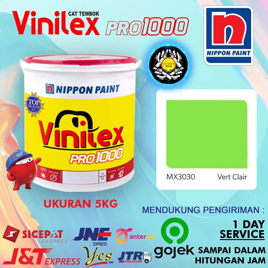 CAT AIR TEMBOK DINDING VINILEX 5 KG WARNA MX 3030 VERT CLAIR MX3030 HIJAU BOLU PANDAN TERANG CERAH H