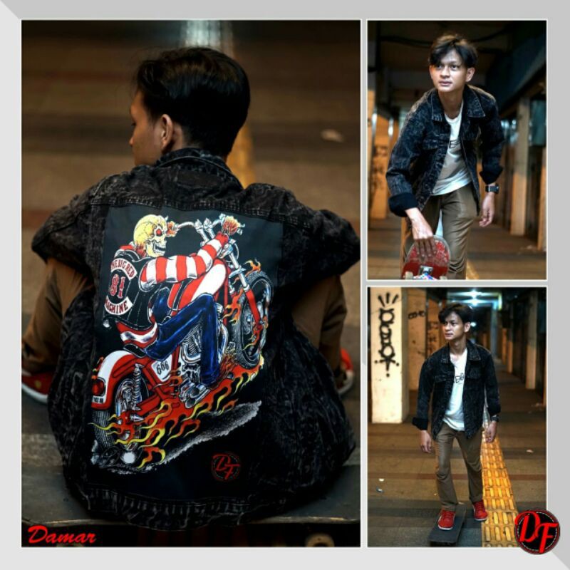 Jaket jeans bergambar jeans jacket terbaru jaket pria wanita jaket casual washing oringinal