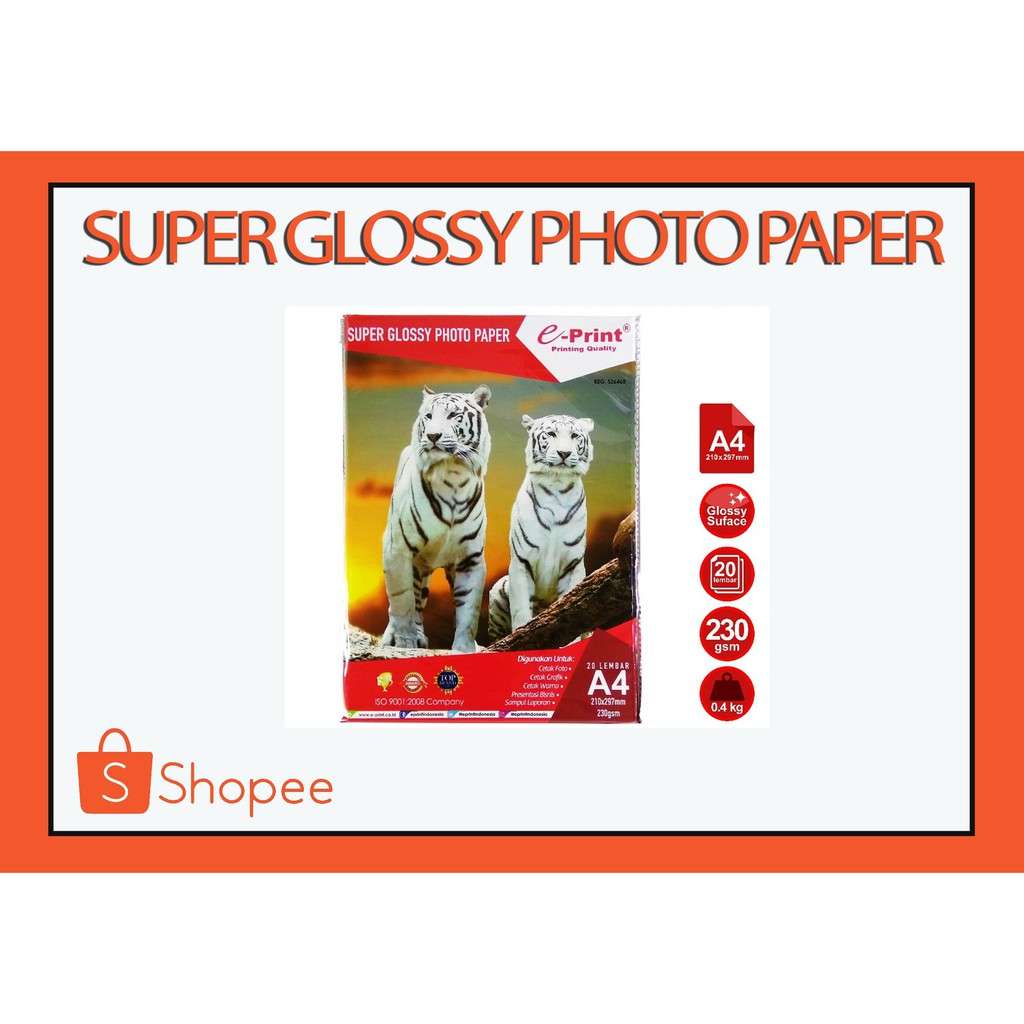 

Super Glossy Photo Paper E-print EP A4 200gr Alum Pack ATK Fancy