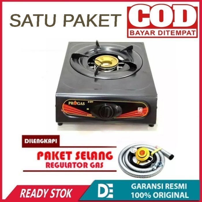 Kompor Progas 1 Tungku &amp; FREE Selang gas Paket Regulator Caisar SNI