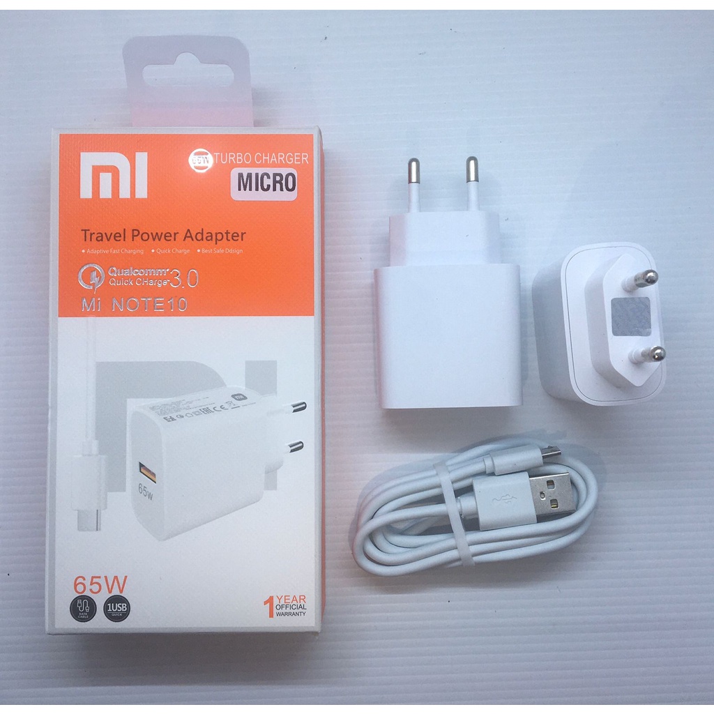 CHARGER XIAOMI 65W REDMI NOTE 7 MI 9 MI 8 MDY-10- EF QC 3.0 REDMI 8 / REDMI 8A / R.8A PRO / REDMI 9 / REDMI 9A / REDMI 9C / REDMI 9C / REDMI 9i / REDMI 9T / REDMI 10 / REDMI 10X 4G / REDMI 10X 5G