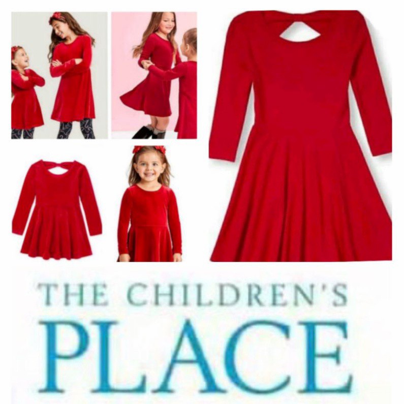 Dress anak velvet beludru merah The Children's Place 1-5 T - 4-5 tahun
