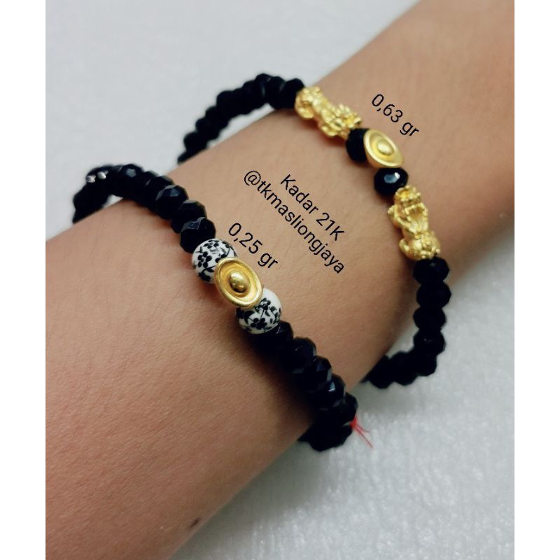 Gelang Kristal Charm Naga Emas Asli Kadar 900 / 21K