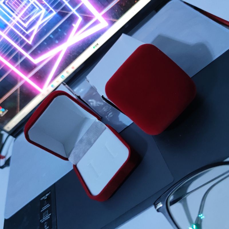 Kotak cincin couple BLUDRU tempat cincin sepasang 2 cincin model Segi 4 untuk Lamaran Kotak Cincin Kawin