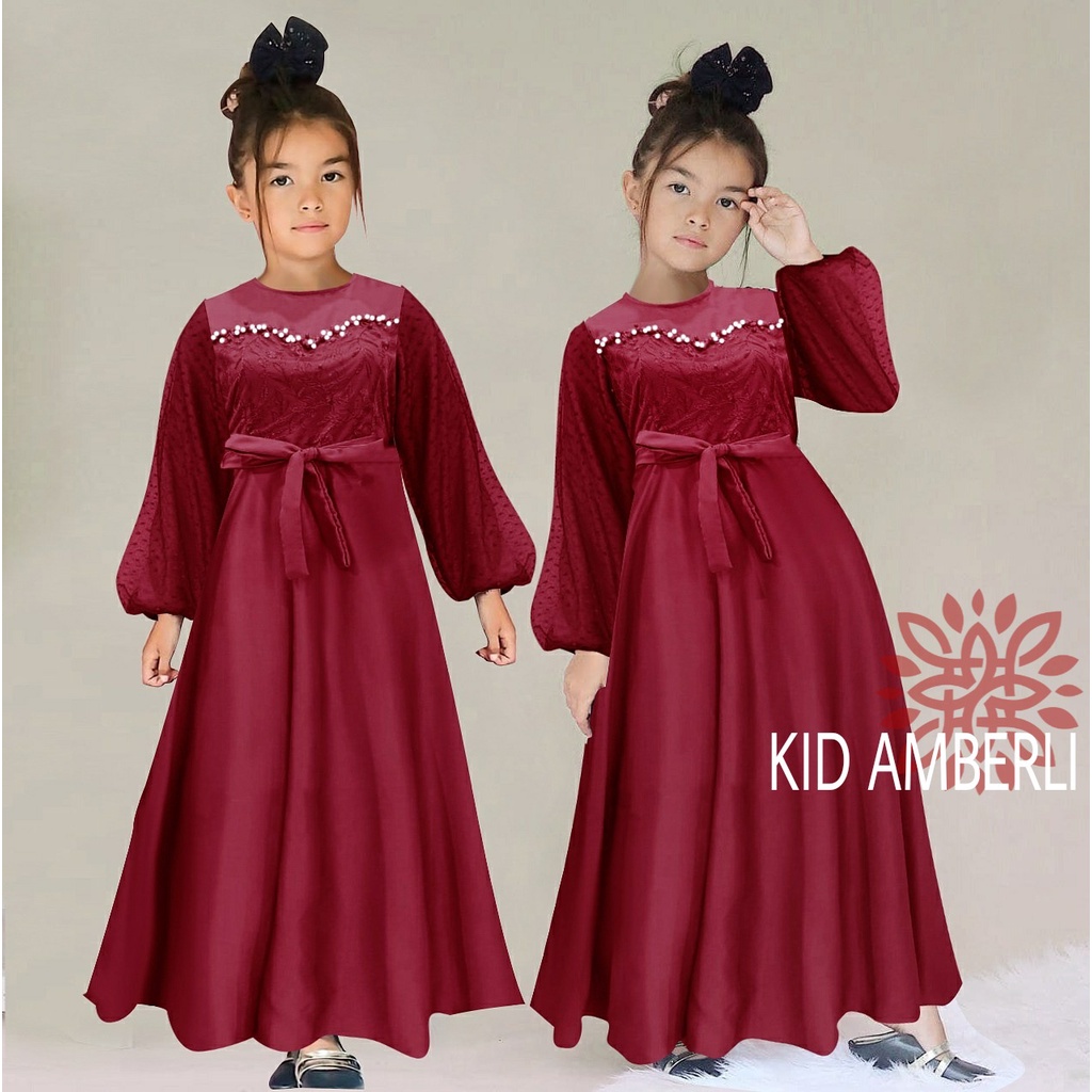 DRESS PESTA ANAK PEREMPUAN/ DRES ANAK CEWE/ AMBERLI KID ANAKU ED/ GAMIS LEBARAN ANAK/ KIDS MAXY DRESS BEOKAT MUTIARA