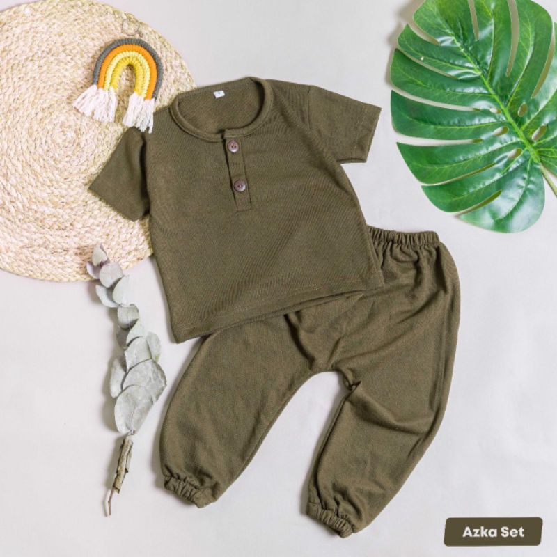 MURANGKALIH - AZKA SET | Setelan Jogger Anak 1-5 Tahun Piyama Anak Setelan Kancing Dua Anak Celana Jogger Dan Baju Anak Setelan Polos