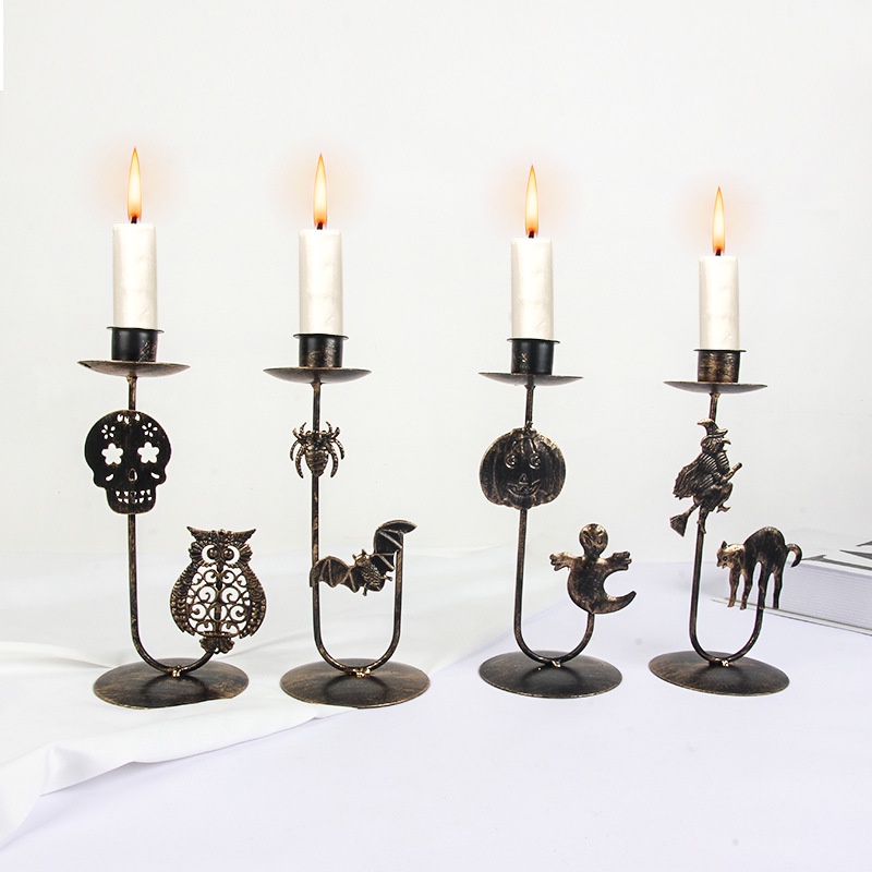 Holder Lilin Bahan Besi Gaya Retro Untuk Dekorasi Halloween