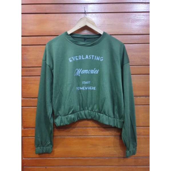 Baju crop wanita lengan panjang-Atasan wanita karet bawah lengan panjang-ZAHRA