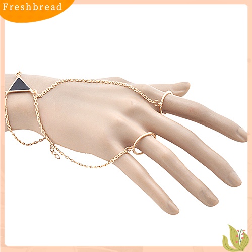 Fresh| Gelang Sambung Cincin Bahan Alloy Warna Gold Gaya Punk Untuk Wanita