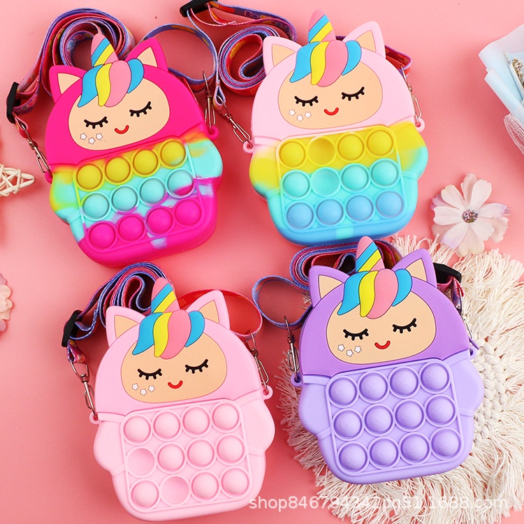 Tas Pop It Anak Perempuan -  Bisa Pilih Warna Mini Balita Selempang Rainbow Karakter Slingbag Jelly kualitas import Babycinnamon